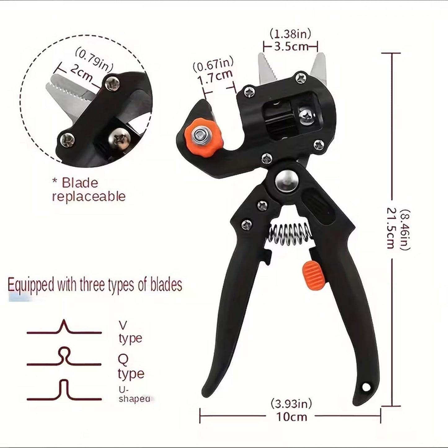 2 In 1 Garden Grafting Tool Pruner Kit For Plants, Plant Cutter For Garden, Grafting Tools For Plants, Precision Garden Grafting Tool With 3 Replaceable SK5 Steel Blades