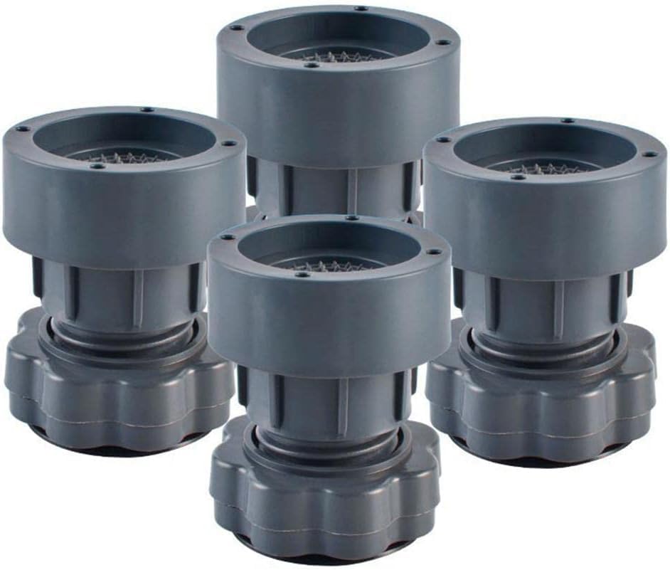Furniture Leg Risers, Heavy Duty Gray Plastic Adjustable Bed Lifts, Set of 4 Stackable Elevators for Tables and Chairs Whit Anti Vibration Pads for Washing Machine Stand Foot