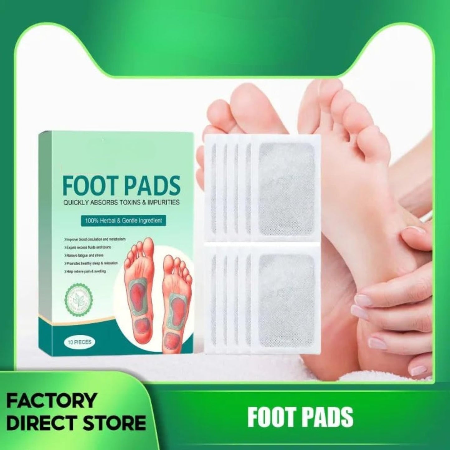 Foot patch (Pack of 2) Herbal And Gentle Ingredient Detox Foot Pads (20 pieces), Natural Ingredients for Sleep Aid, Pain Relief, Toxin Removal with Bamboo Vinegar and Acupoint Micro-Massage Technology (20)