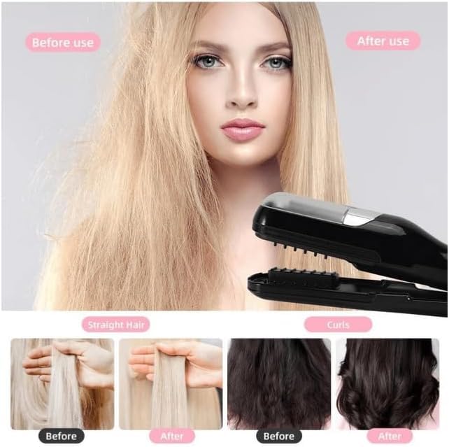 Cordless Split End Hair Trimmer Machine | Rechargeable Electric Split Ends Remover Tool for Dry, Damaged, Curly, Frizzy Hair | 2-in-1 Automatic Split End Cutter for Men & Women, Black