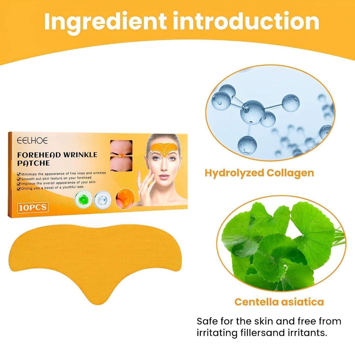 10 Pcs Forehead Wrinkle Patch Anti-Wrinkle Forehead Pads - Smooth Face Mask With Hydrolysed Collagen Face Treatment Multipurpose Anti-Aging Forehead Mask For Men & Women