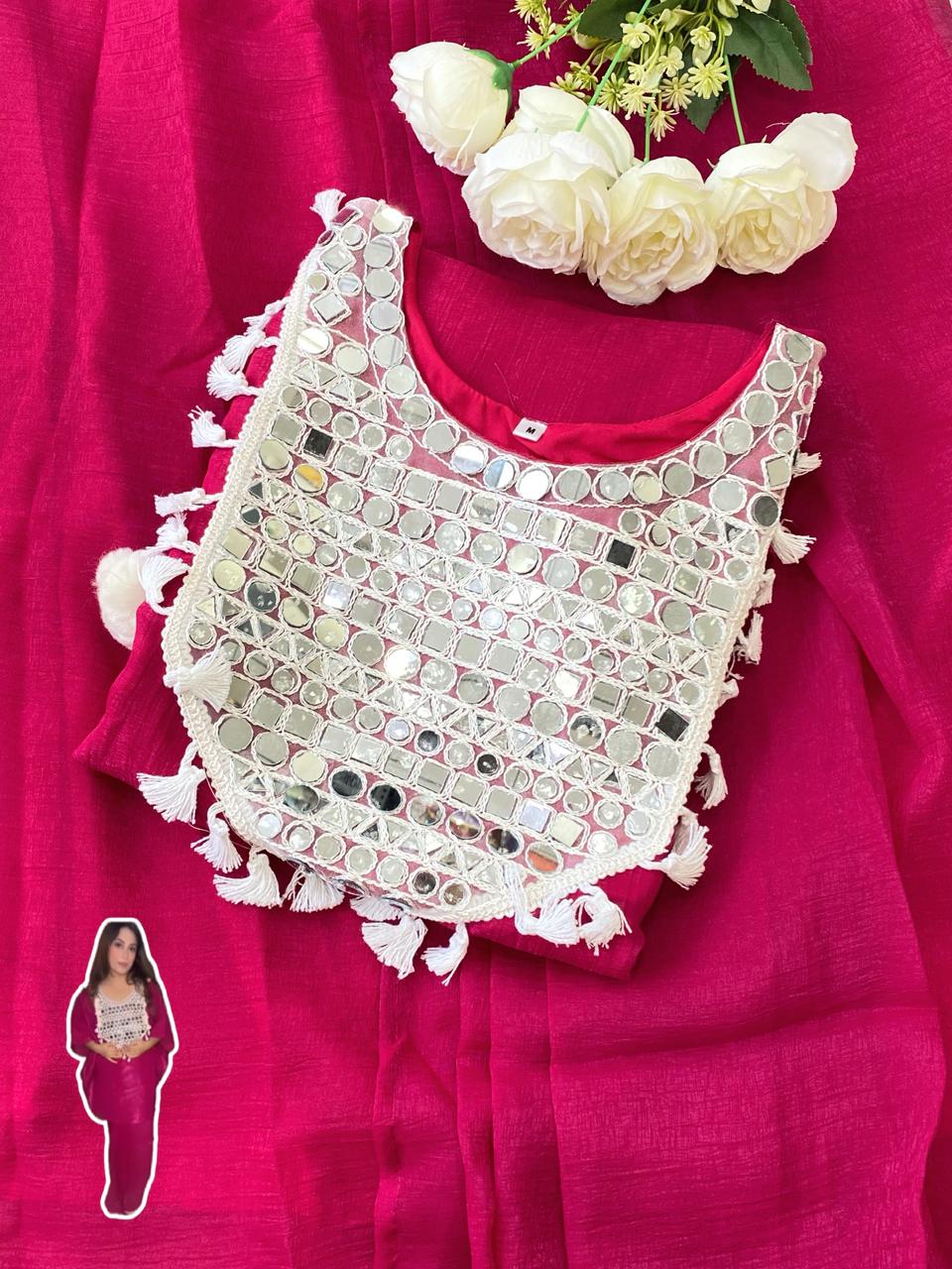 Presenting Beautiful Heavy quality Glass Crushed Shimmer Silk Fabric designer festive wear 2pc   Dress , with Crape Lining & side Zip with Hook.