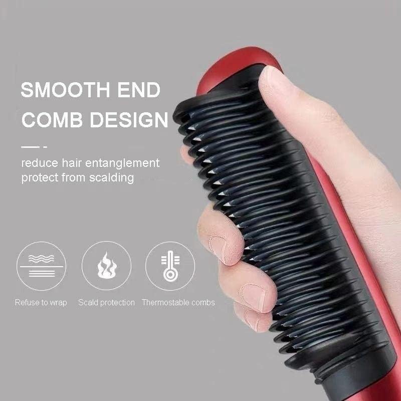 Ceramic Hair Straightening Comb, Hair Straightener for Woman, Electric Hair Brush Straightener Comb for Smooth, Silky Hair - Straightener Brush with 30s Heating, 5 Heat Settings