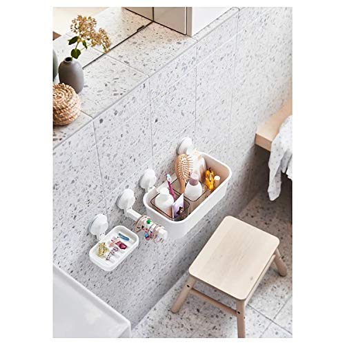 IKEA Tisken Recycled Abs Plastic Soap Dish with Suction Cup, White (Length: 14 Cm (5 ½") Width: 10 Cm (4") Max Load: 3 Kg (6 Lb 10 Oz))