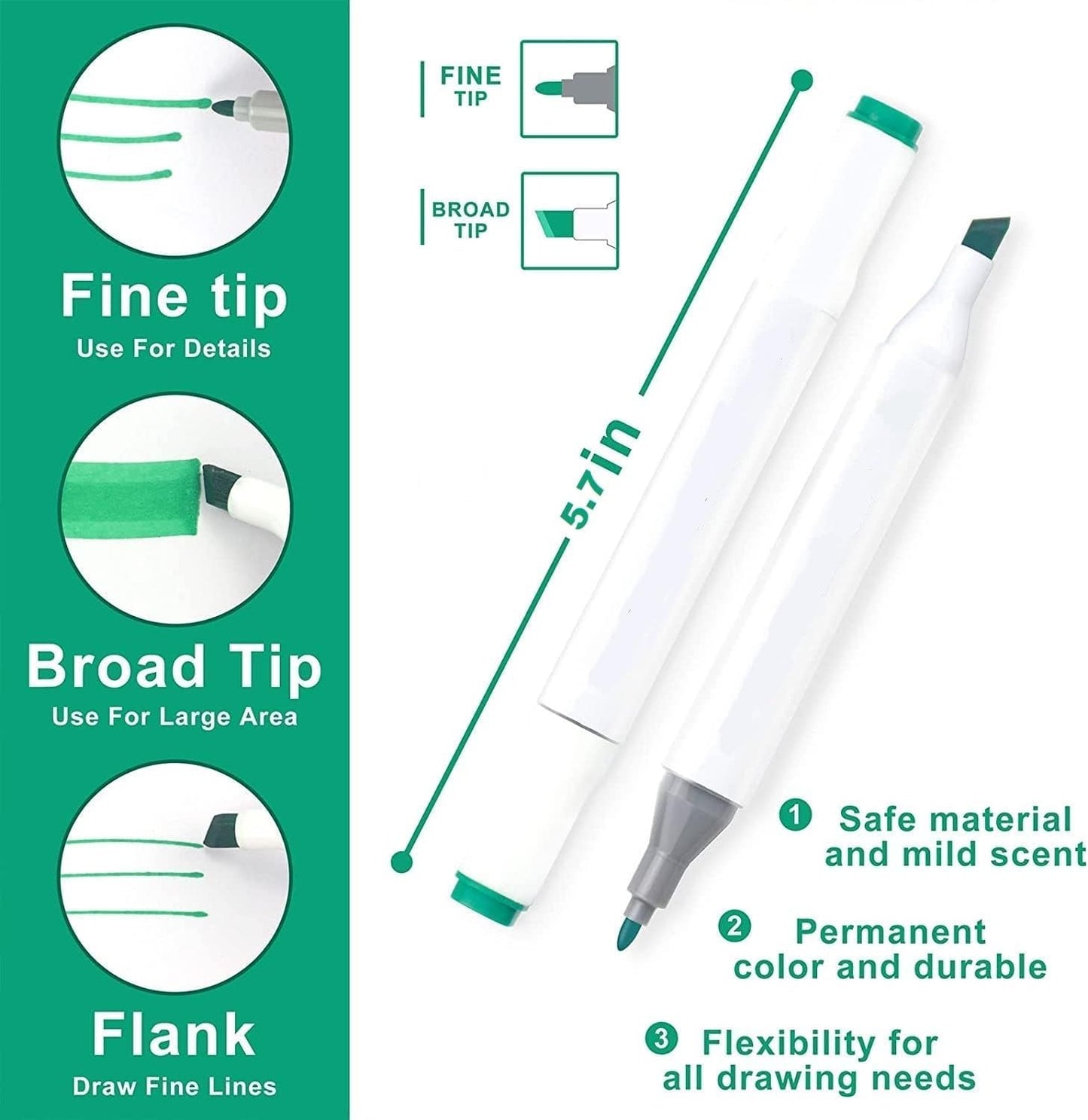 Barebeauty Dual Tip Art Markers Set with Storage Case | Alcohol-Based Sketch Markers for Drawing, Shading & Illustration | Fine & Broad Tip Professional Coloring Pens
