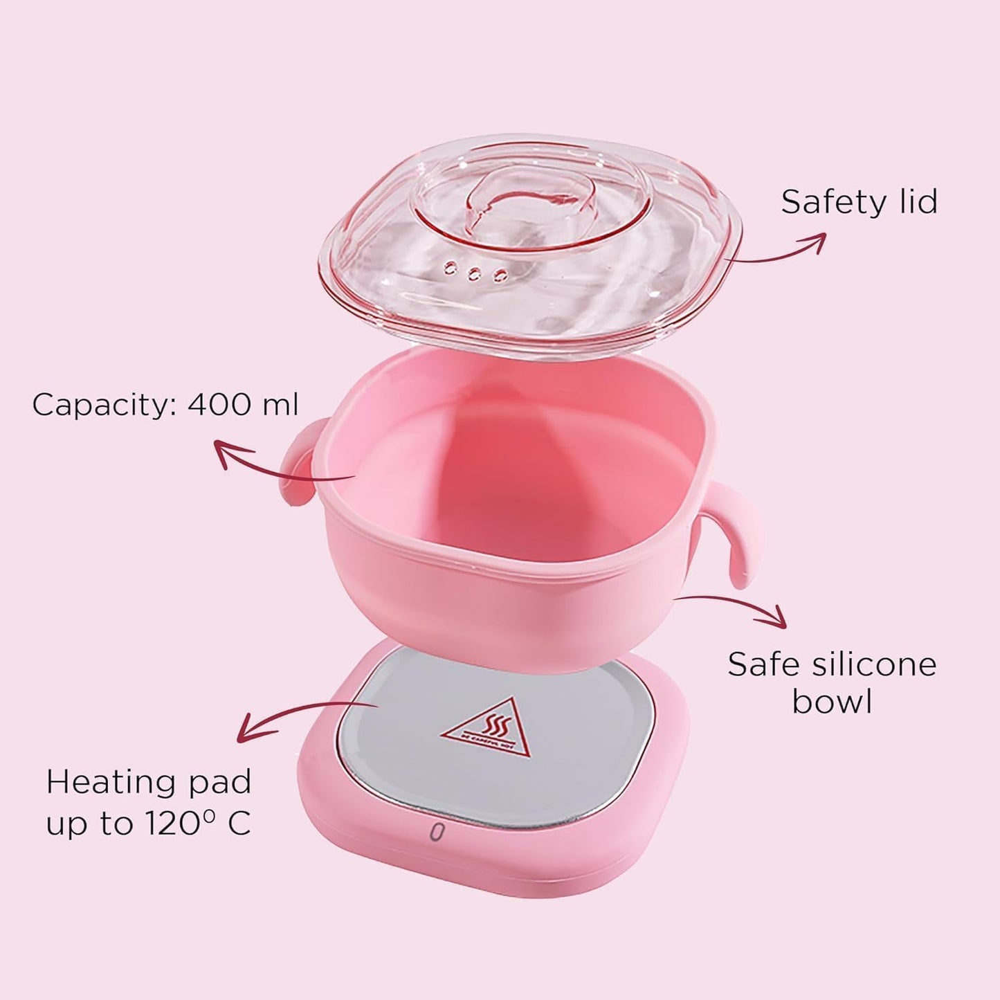 Silicone Wax Heater Portable and Electric Silicone Based Folding Waxing Hair Remover Heater Machine Warmer Machine for Waxing for Women Wax Boiler Pot Beans Warmer