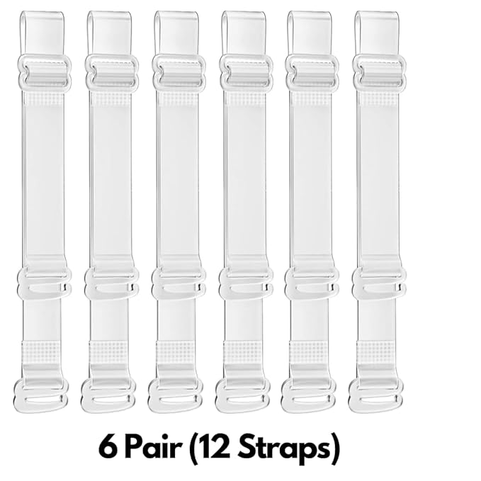 GLAMORAS Women PU Material Invisible Clear Bra Strap Non-Slip Adjustable Bra Strap Soft Transparent Shoulder Strap