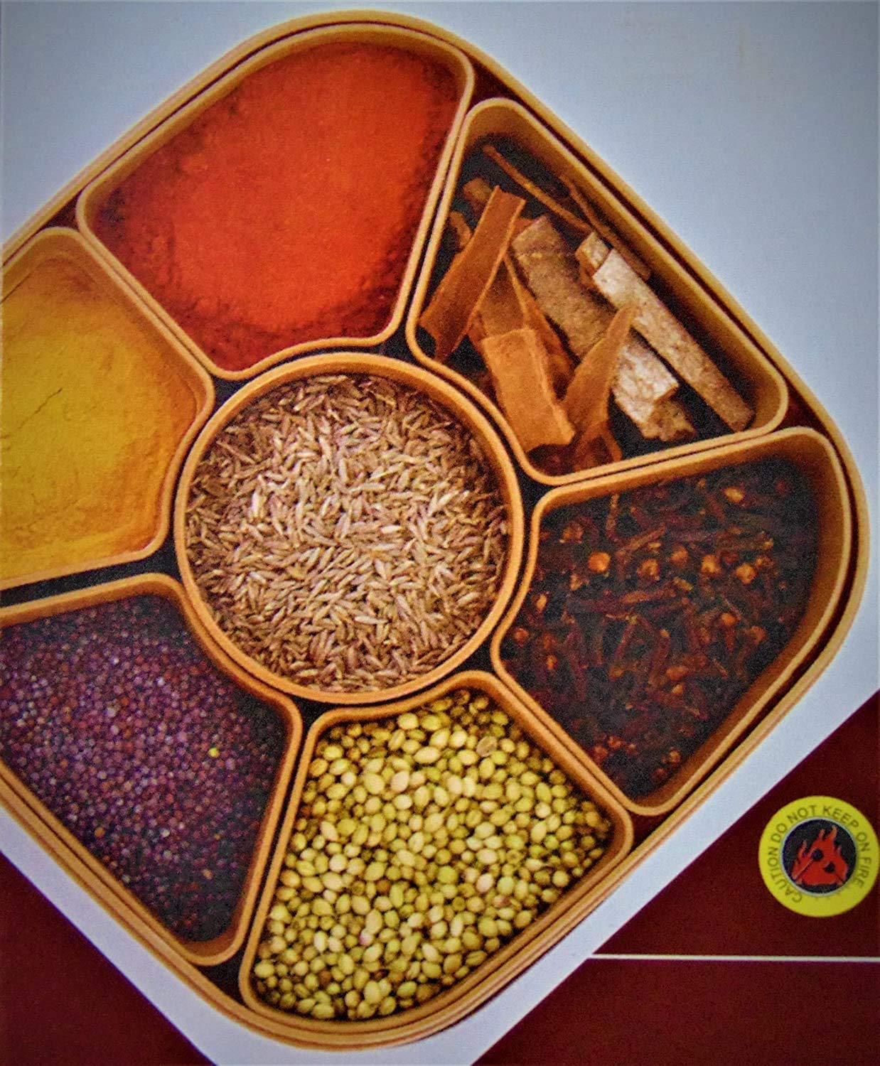 DDecora Plastic Masala Rangoli Box - 7 Sections - 700 ml, 1 Piece, Multicoloured