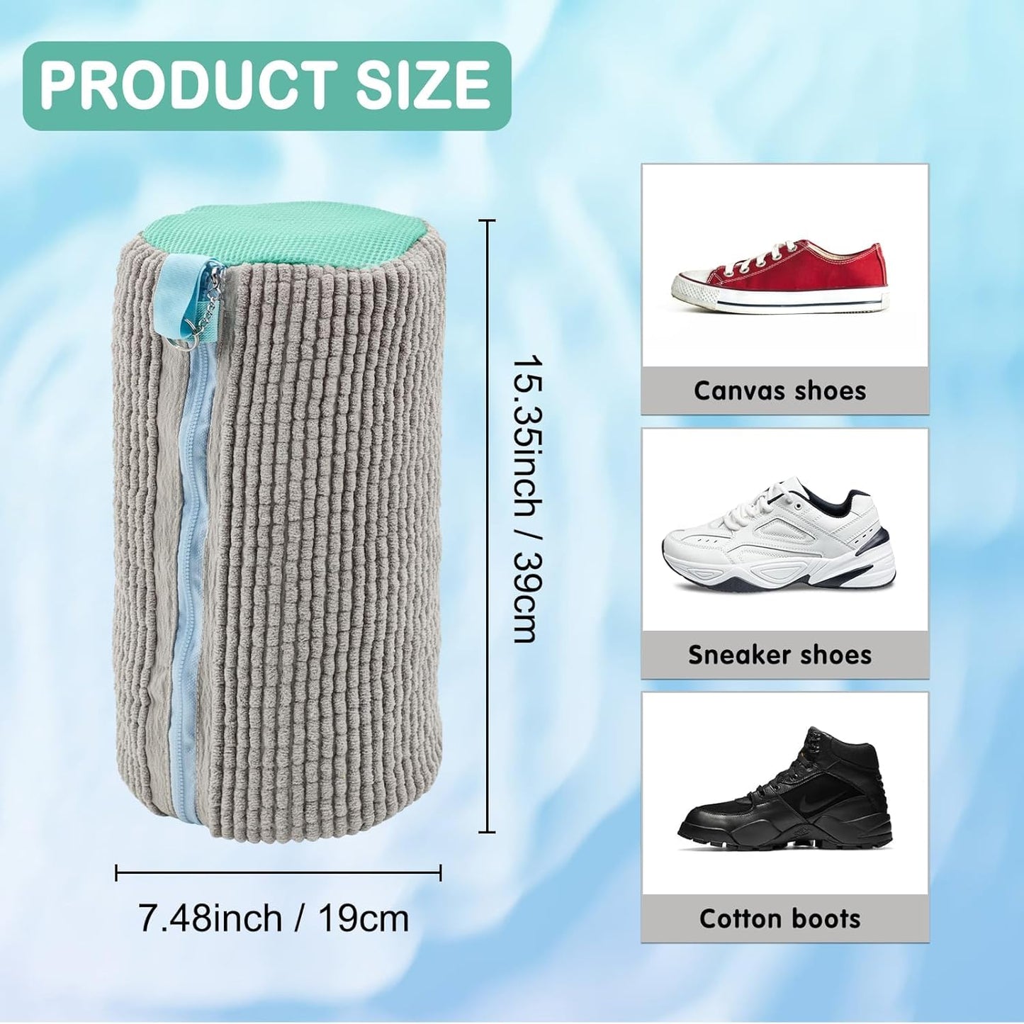 Glivary Shoe washing machine bag, Laundry shoe pouch for washer and dryer, Reusable and Durable Zipper Plush Washing Machine Bag for Sneakers, Delicates and Toys