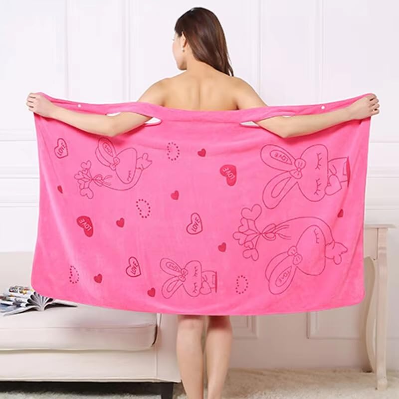 HSR Collection Wearable Bathrobe for Girls & Women, Bath Robe Towel for Women, Quick Dry Dress Towel for Ladies - (80 x 130 cm, 1 Piece) (Purple)