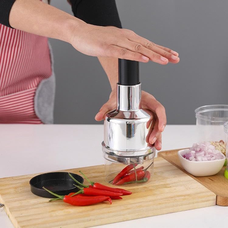 Onion Garlic Hand Press Chopper, Stainless Steel, Manual Operation, for Vegetables, Small