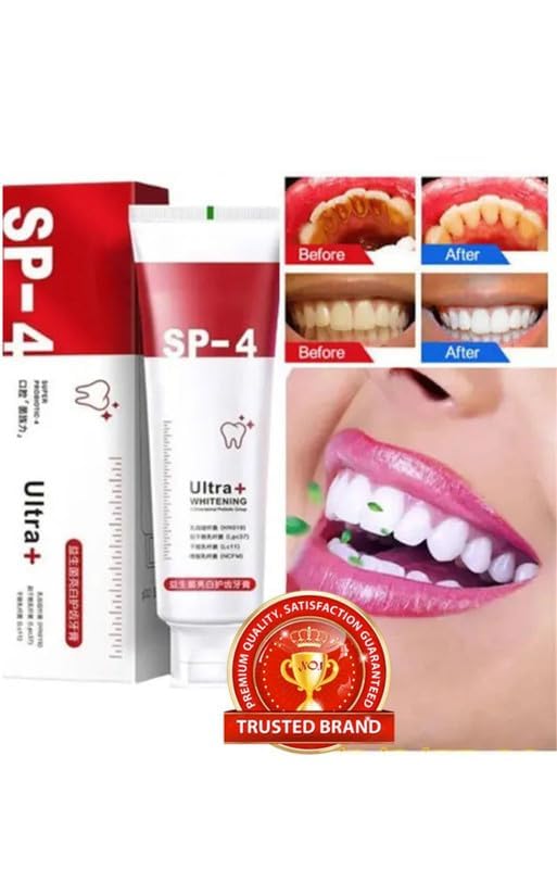 SP 4 Ultra Brightening Toothpaste Advanced Whitening Formula for Stain Removal and Enamel Protection-50gm Pack Of 2