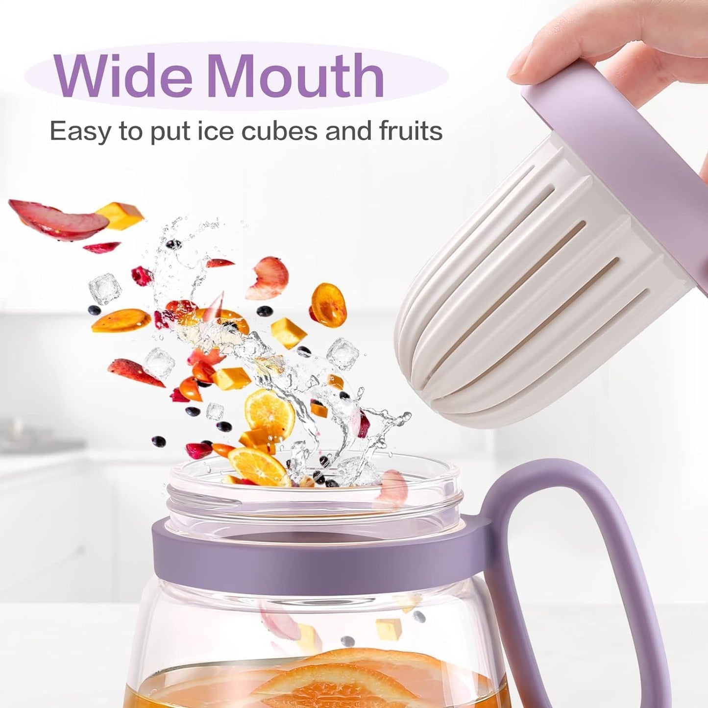 Glass Tumbler with Fruit Infuser Lid & Straw, Portable Summer Drink Cup for Juice, Tea, Detox Water & Milk Tea | Leakproof Handle Mug for Girls, Travel & Daily Hydration (Multicolor) (1)