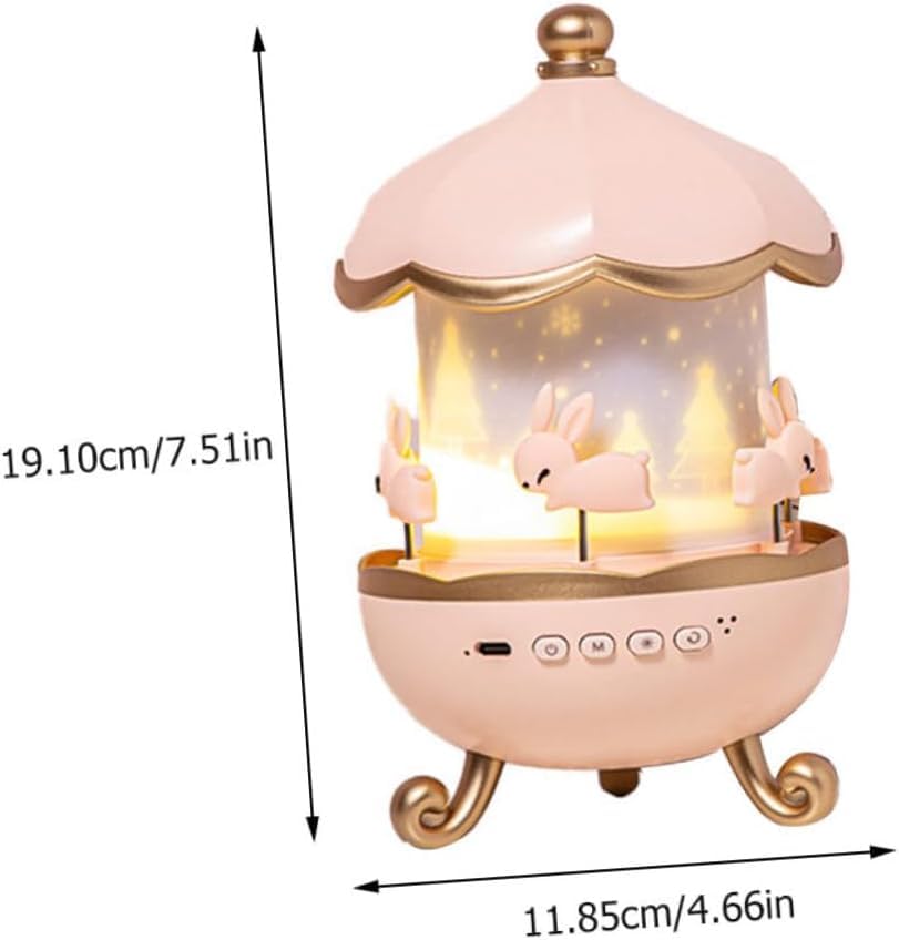 Galaxy Bunny Carousel Star Projector Lamp with 6 Set Films,Rotatable Mode,Rechargeable Rabbit Nursery Light for Kids,Baby Room Decor,Girls, Boys,Gift Item