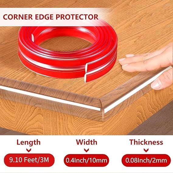 3 METAR Silicone Edge Protector Strip | Baby Proof Corner Safety for Sharp Edges | Adhesive Bumper Guard for Table, Furniture & Wall | Ideal for Home, Nursery & Office Use (3 METAR)