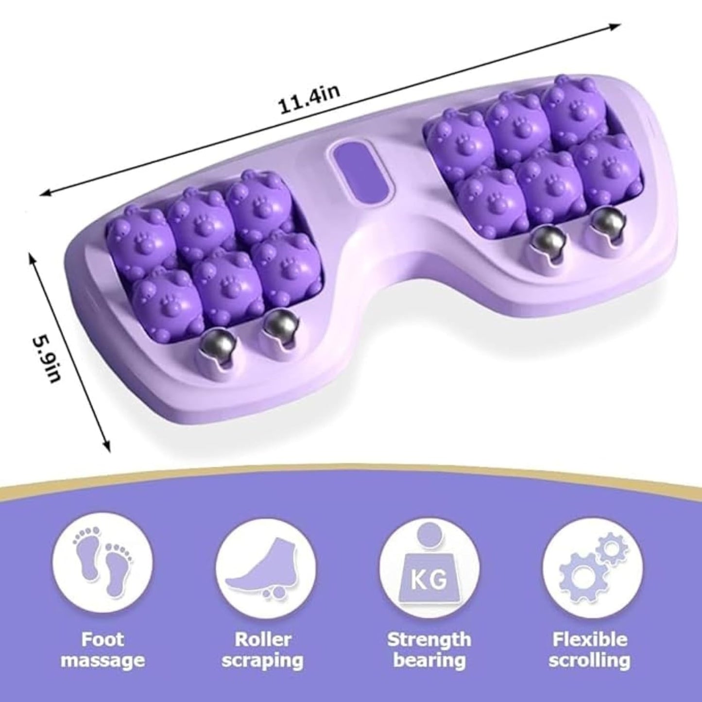 Foot Massager Roller for Pain Relief | Dual Foot Acupressure Massage Machine with Pressure Nodes & Metal Roller Balls | Relaxation for Home & Office.