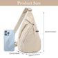 PALAY® Chest Bag for Women Men Fashion Nylon Lightweight Shoulder Bag Front Back Sling Shoulder Bag Zipper Pouch Day Bag with Handle Casual Beige Chest Bag for Hiking, Work