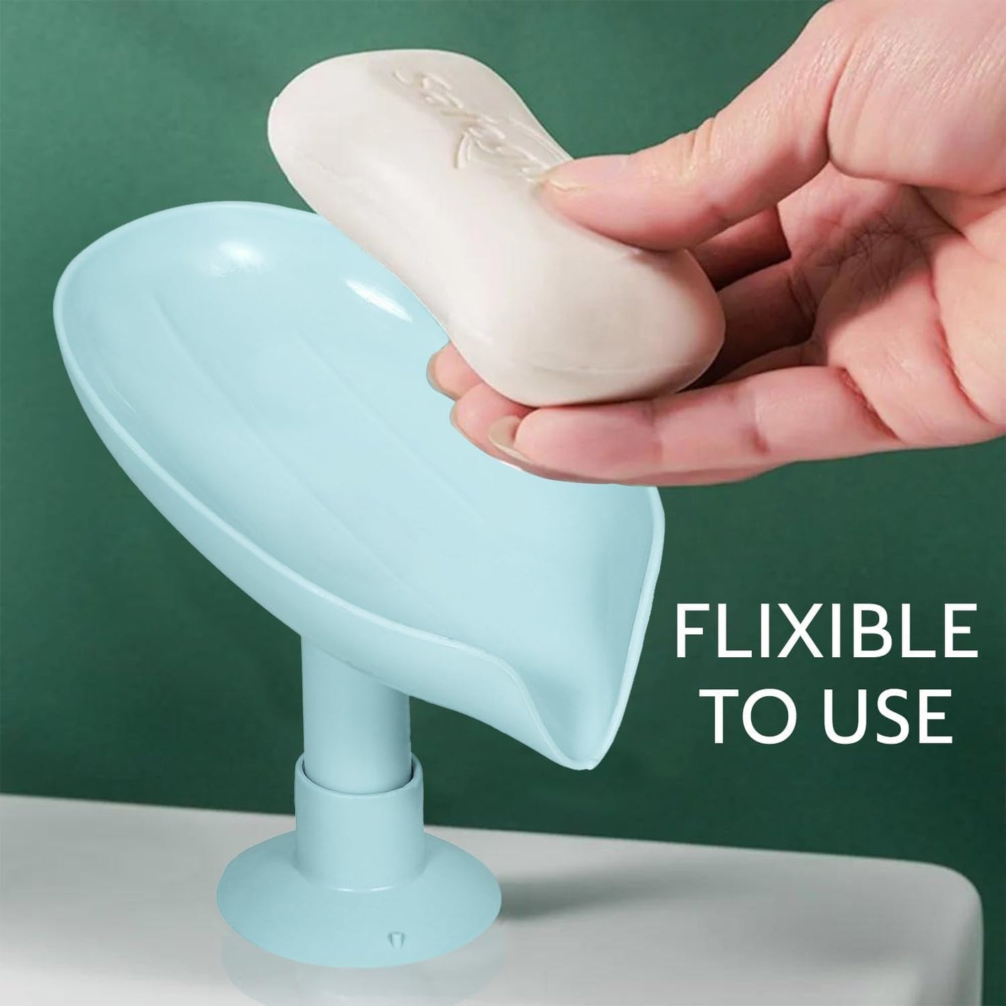 2 PCS Soap Stand Leaf Shape Self-Draining Soap Dish Holder – Suction Cup Soap Tray with Water Drainage for Bathroom, Kitchen Sink, Washbasin, Shower, Plastic Portable Soap Box (Multicolor)