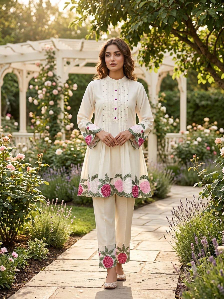 THIS SUMMER SEASON WEAR TRENDY CO-ORD SET WITH EMBROIDERY WORK