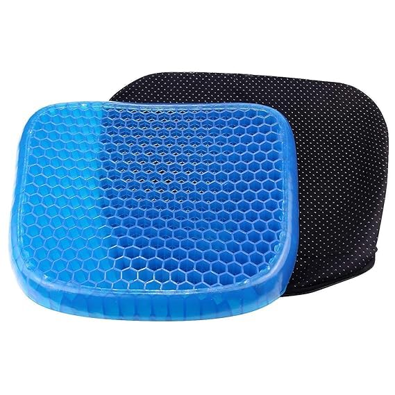 B W Egg-Seater Gel Honeycomb Seat Cushion, Ergonomic Orthopedic Support, Blue Cooling Pad with Non-Slip Cover for Office Chair, Car, Wheelchair.