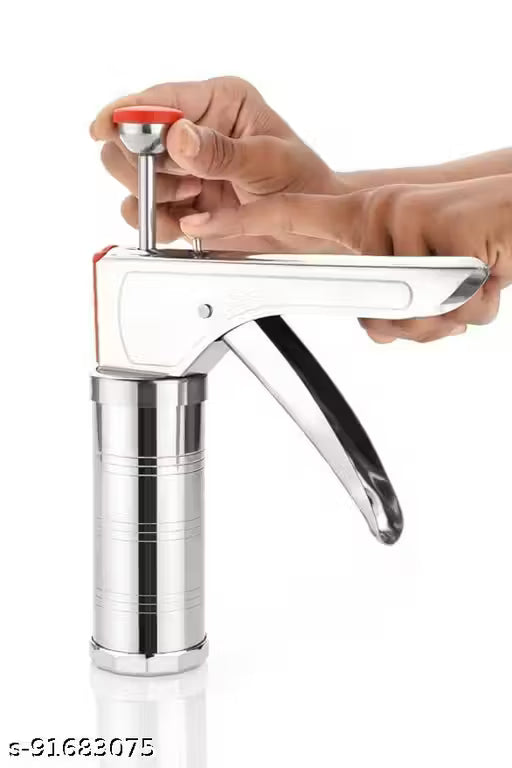 Stainless Steel Kitchen Press with 15 Different Types of Jalies, Murukku Maker/Bhujiya Maker/Noodles/Cookies/Namkeen/Chakali Maker/Sev Maker/Farsan Maker/Gathiya Maker