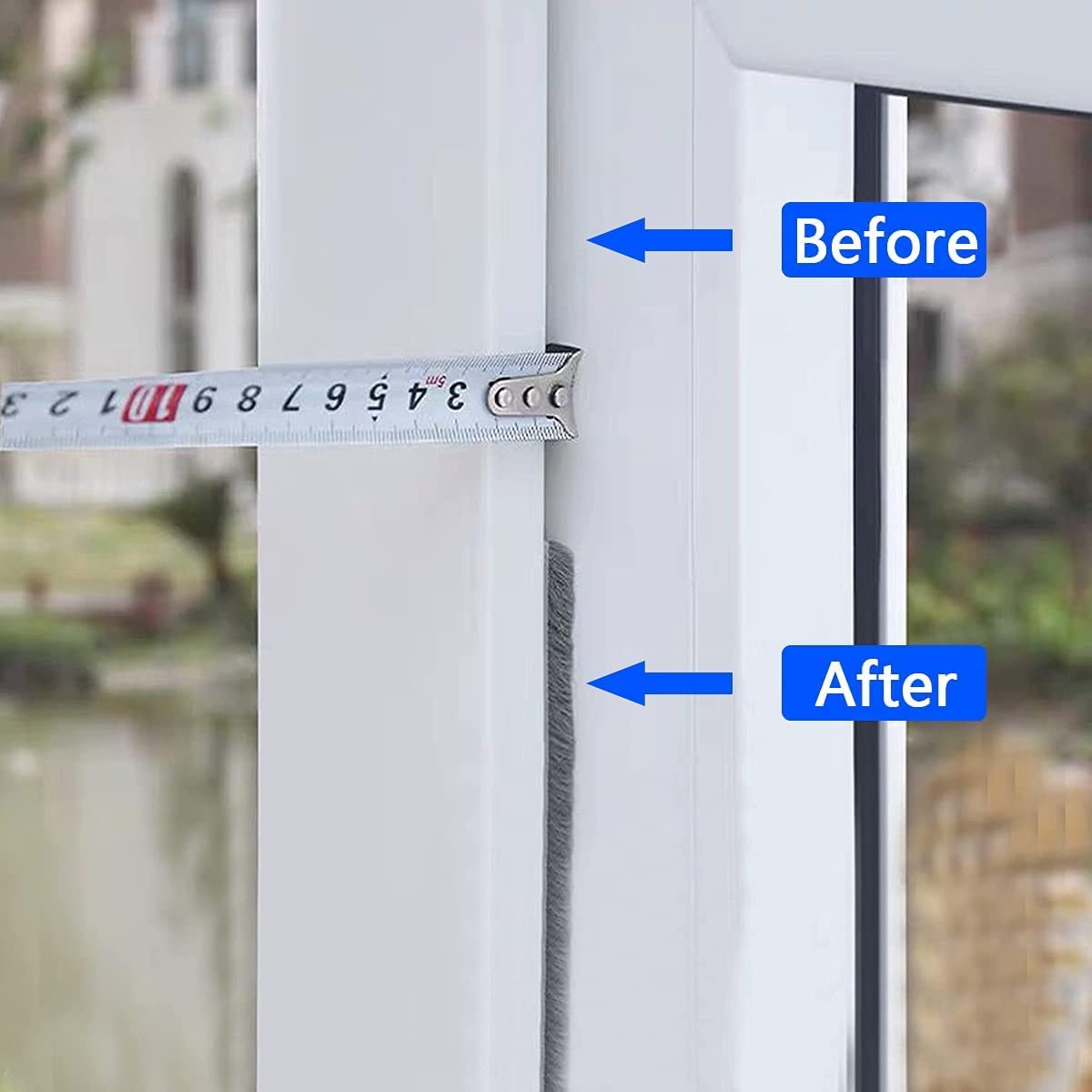 URBANMONK 10 Meter Weather Stripping Door Seal Strip | Self Adhesive Weather Strip Sound proofing for Windows | Window Sealing Strips for Gap | soundproof Door Seal (Grey) Wool
