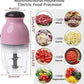 Capsule Cutter Quatre Mini Electric Food Processor and Blender 4-Blade Multipurpose Chopper and Grinder for Meat Vegetables Fruits and Smoothies Compact Powerful Kitchen Mixer-Pink