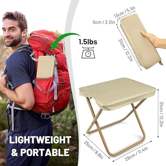 1 pcs Handbag Folding Stool, Zipper Bag Foldable Camping Chairs, Picnic Lightweight Folding Stool, Stability & Comfort Portable Camp Chairs for Beach, Backpacking