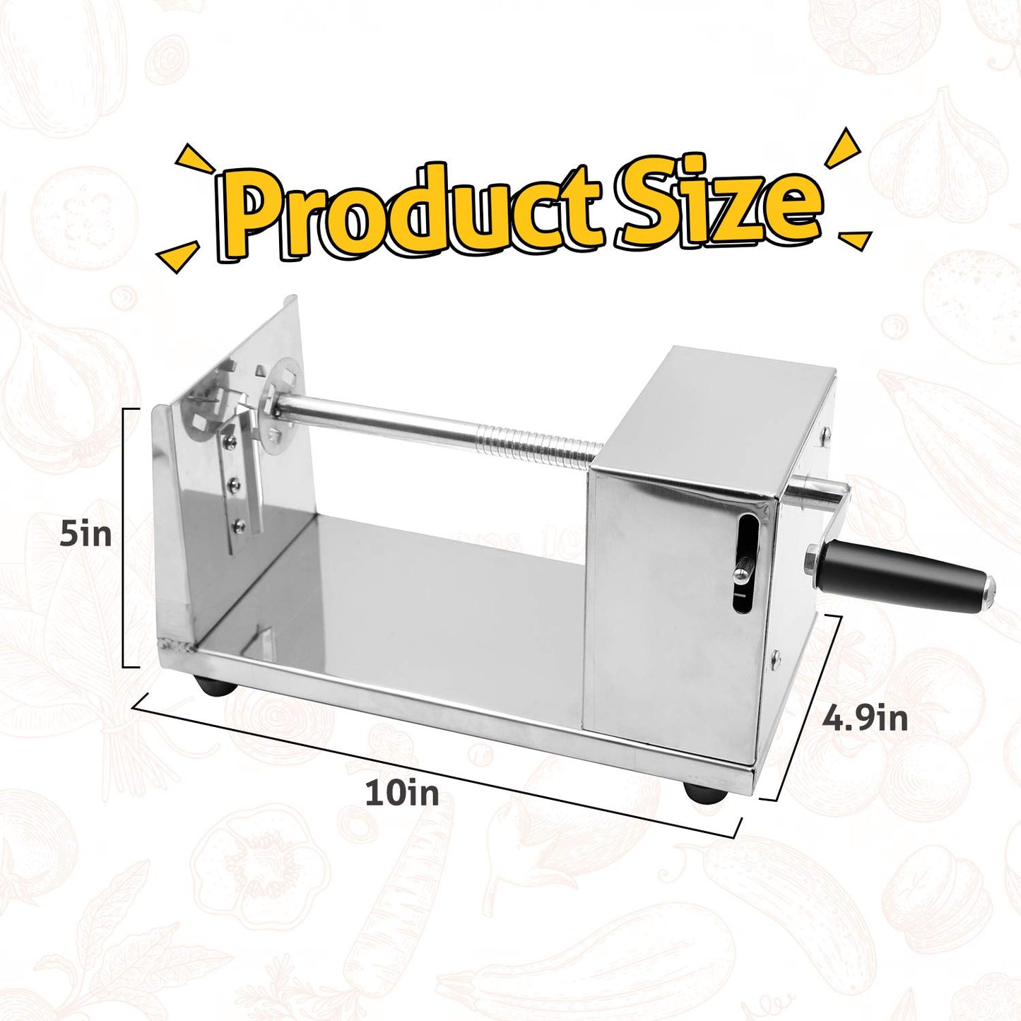 Stainless Steel Potato Slicer Cutter Machine Twister Curly Spiral French Fry Tornado Manual Stainless Steel Twisted Potato Slicer Spiral Vegetable Cutter French Fry 6 x 5.5 x 11.3 inches