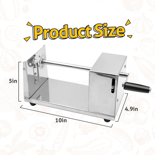 Stainless Steel Potato Slicer Cutter Machine Twister Curly Spiral French Fry Tornado Manual Stainless Steel Twisted Potato Slicer Spiral Vegetable Cutter French Fry 6 x 5.5 x 11.3 inches