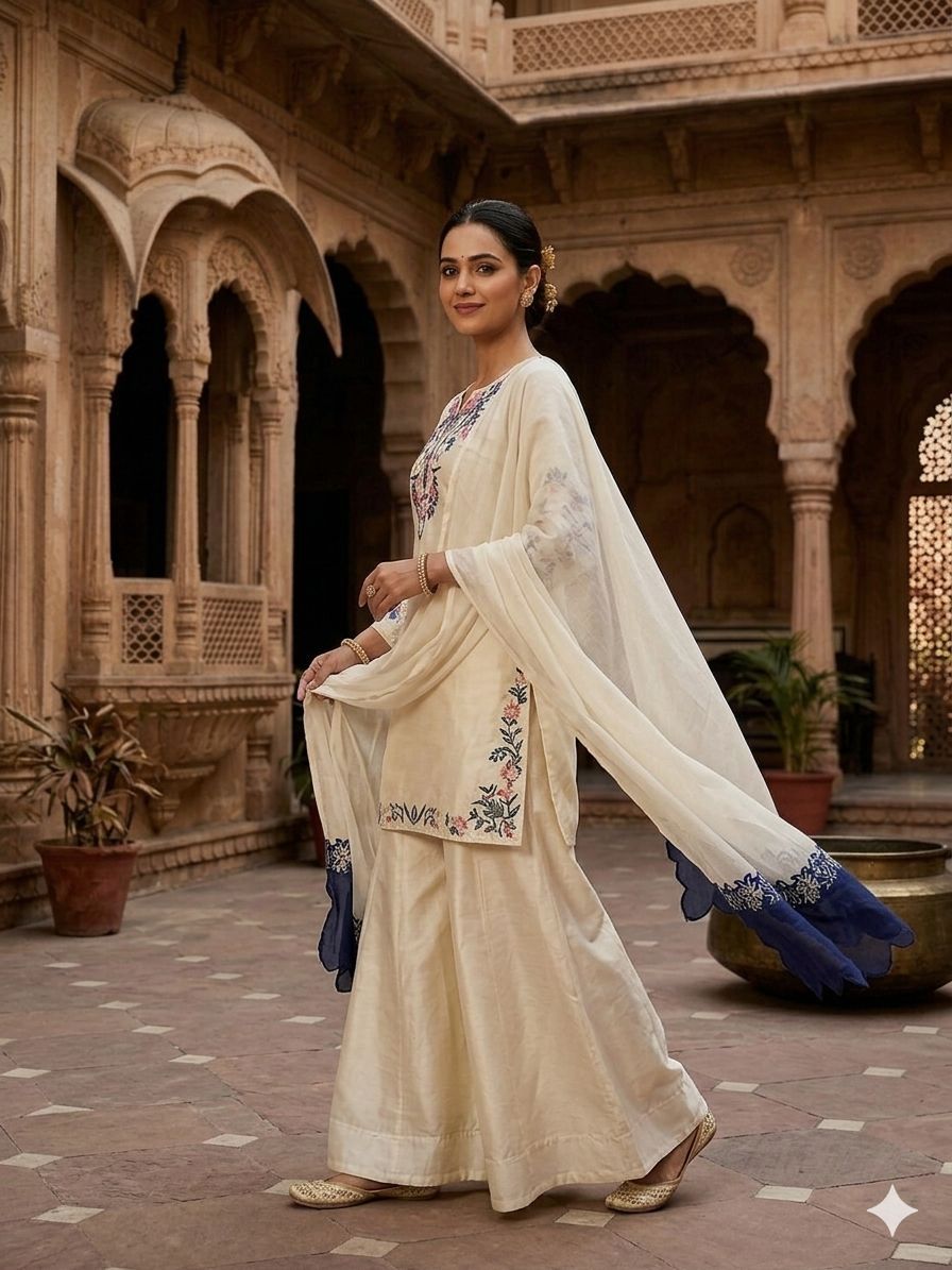 THIS SEASON WEAR OUR BEAUTIFUL EMBROIDERED TOP , PLAZZO WITH DUPATTA
