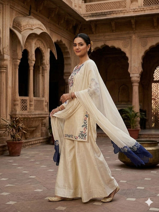 THIS SEASON WEAR OUR BEAUTIFUL EMBROIDERED TOP , PLAZZO WITH DUPATTA