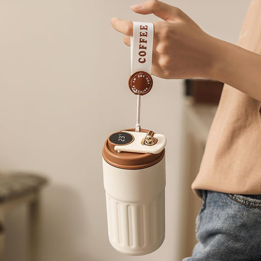Travel Mug, Insulated Coffee Cup with Leakproof Lid,Vacuum Insulation Stainless Steel Reusable for Hot Cold Coffee, Non-Slip Protective Cover 12 Hours Vacuum Insulation - 420 ML- PCS 1