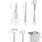 Stainless Steel 6-Piece Kitchen Gadgets Set, Kitchen Scissors, Kitchen Utensils Set with Holder, Paring Knife, Whisk, Bottle Opener, Peeler- Anti-Slip Handle, Decorative Base