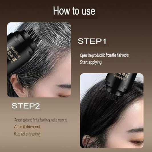 Hair Color Pen Stick with Comb | Instant Hair Touch-Up Dye for Grey Coverage | Waterproof & Sweat-Resistant Portable 2-in-1 Hair Colour Applicator for Men & Women | Black