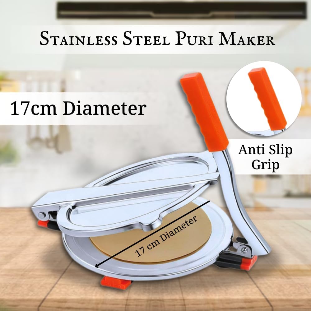 Roti Maker 6 Inch Non Stick Chapati Maker | Manual Roti Press Machine | Stainless Steel Flat Bread Maker for Chapati, Tortilla, Paratha, Papad | Kitchen Press Tool