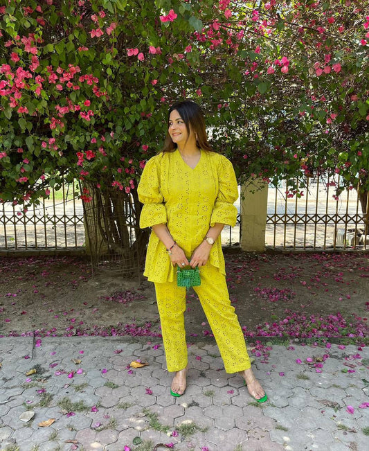 THIS SUMMER SEASON WEAR TRENDY CO-ORD SET WITH EMBROIDERY WORK