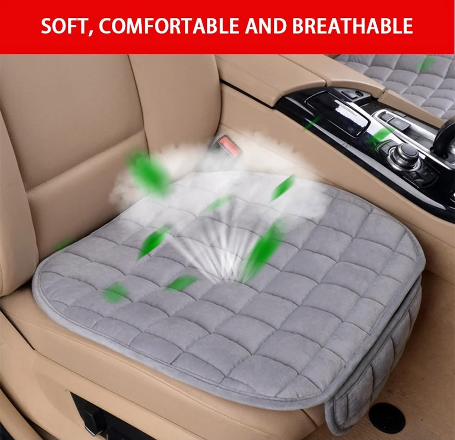 Premium Car Seat Cushion Pad – Thick Memory Foam Comfort Seat Cover, Breathable & Non-Slip, Universal Fit for Cars, SUVs, Trucks, Office Chairs – Gray