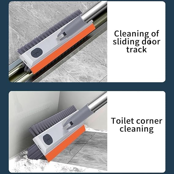 ONEFLESH 3 in 1 Bathroom Cleaner Brush Long Handle Floor Brush with Wiper for Home Cleaning, Bathroom Tiles Cleaning Brush, 180° Rotate Bathroom Brush for Heavy Duty_(AR)