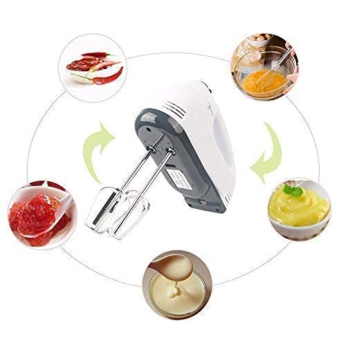 Electric Hand Mixer for Kitchen | Handheld Cake Blender with Four Stainless Steel Attachments including Beaters & Dough Hooks for Whipping Cream.