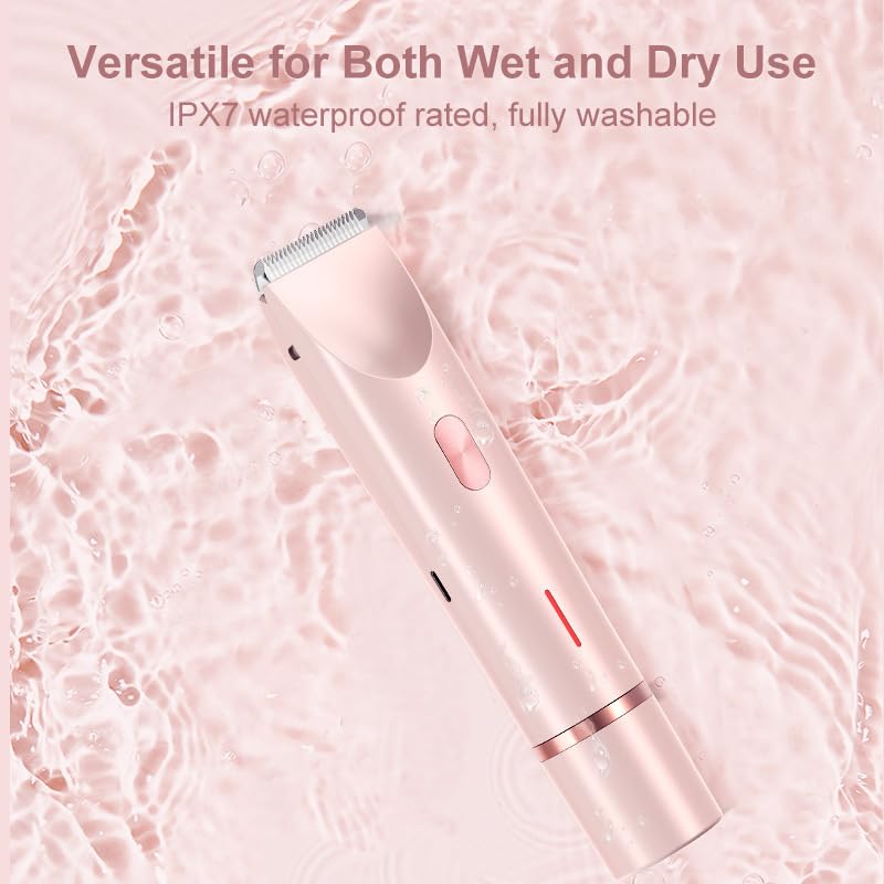 2025 New Bikini Trimmer for Women,Dermave Bikini Shaver,2-in-1 Electric Razors for Women (Pink)