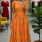 Celebrate this joy of dressing in the best way  Here presenting you a beautiful and comfortable maxi for the upcoming season with beautiful Flowers All Over  And Beautiful Neckline and Slevees Pattern