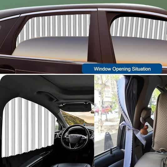 TEKCOOL 4pcs Universal Fit Magnetic Car Side Window Curtains, Foldable Car Window Privacy Curtains Sunshade Side Magnet Pleated Car Window Curtain - Removable - Keeps Cooler Screen for Baby (Grey)'