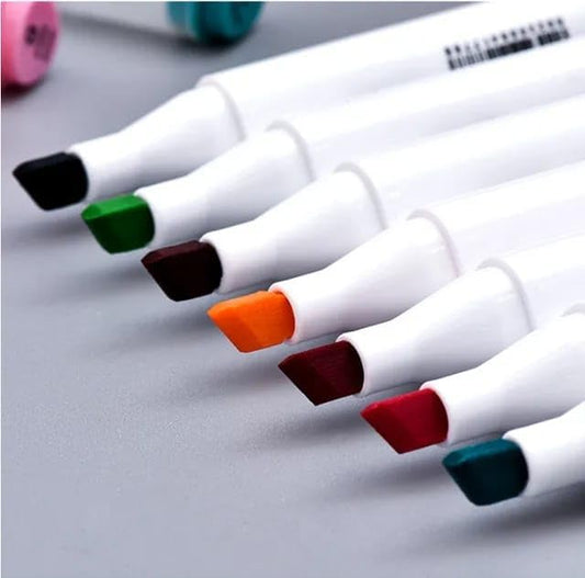 Barebeauty Dual Tip Art Markers Set with Storage Case | Alcohol-Based Sketch Markers for Drawing, Shading & Illustration | Fine & Broad Tip Professional Coloring Pens
