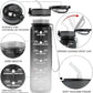Transparent Motivational Water Bottle 900ML with Time Marker, Leakproof BPA Free Sipper Bottle for Gym, Office, School & Outdoor Use