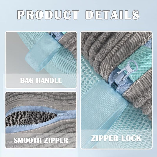 Glivary Shoe washing machine bag, Laundry shoe pouch for washer and dryer, Reusable and Durable Zipper Plush Washing Machine Bag for Sneakers, Delicates and Toys