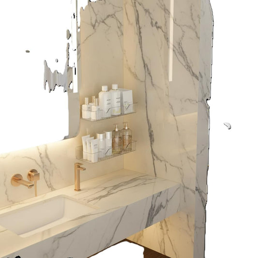 Transparent Acrylic Bathroom Shelf | No Drill Wall Mounted Organizer Heavy Duty Self Adhesive Shower for Shampoo, Conditioner, Skincare Rustproof Clear Storage Rack Bathroom, Wash Basin
