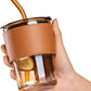 Glass Sipper Tumbler Lid and Straw Coffee Tumbler Tea Coffee Mugs with Leather Sleeve Cup and Mug for Kids Milk Juice Mug for Water Drinking Sipper,400 ML (1 PCS Brown)