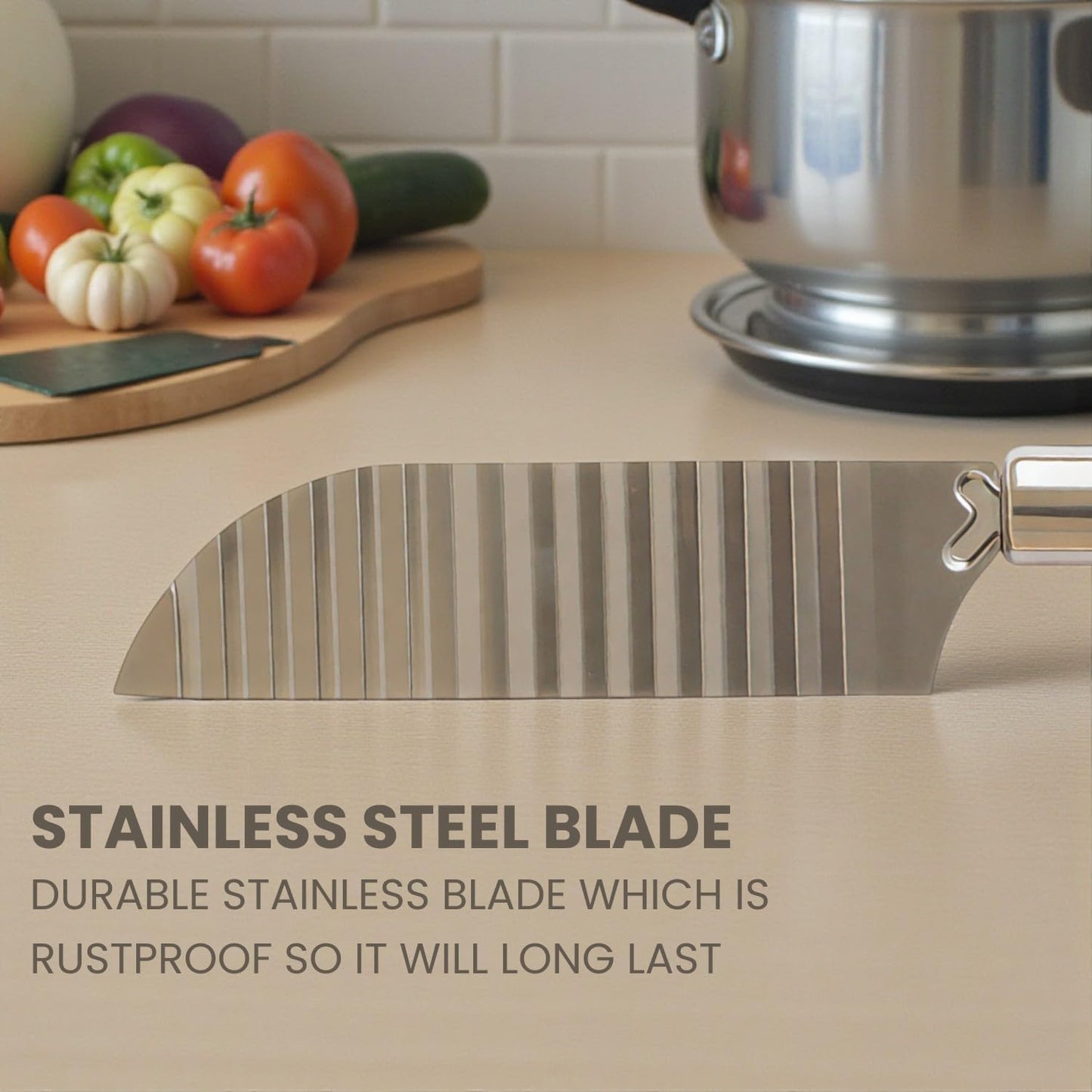 Stainless Steel Crinkle Knife for Potato, French Fries & Vegetable Cutting | Wavy Cutter Slicer for Chips, Fruits & Veggies | Creative Food Garnishing & Salad Preparation