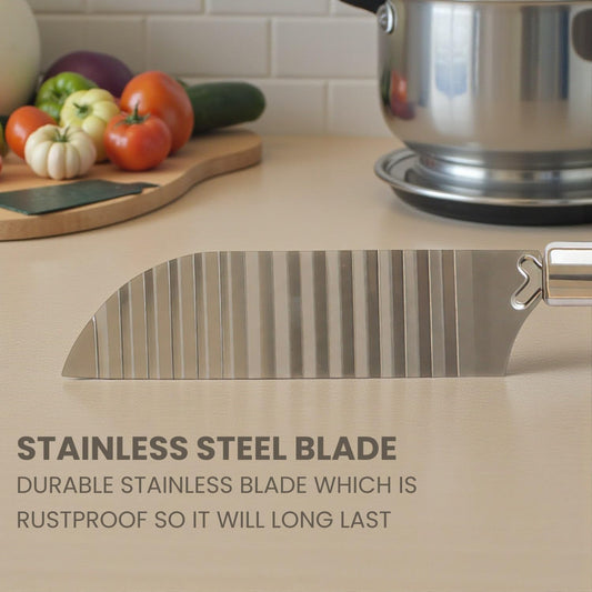 Stainless Steel Crinkle Knife for Potato, French Fries & Vegetable Cutting | Wavy Cutter Slicer for Chips, Fruits & Veggies | Creative Food Garnishing & Salad Preparation